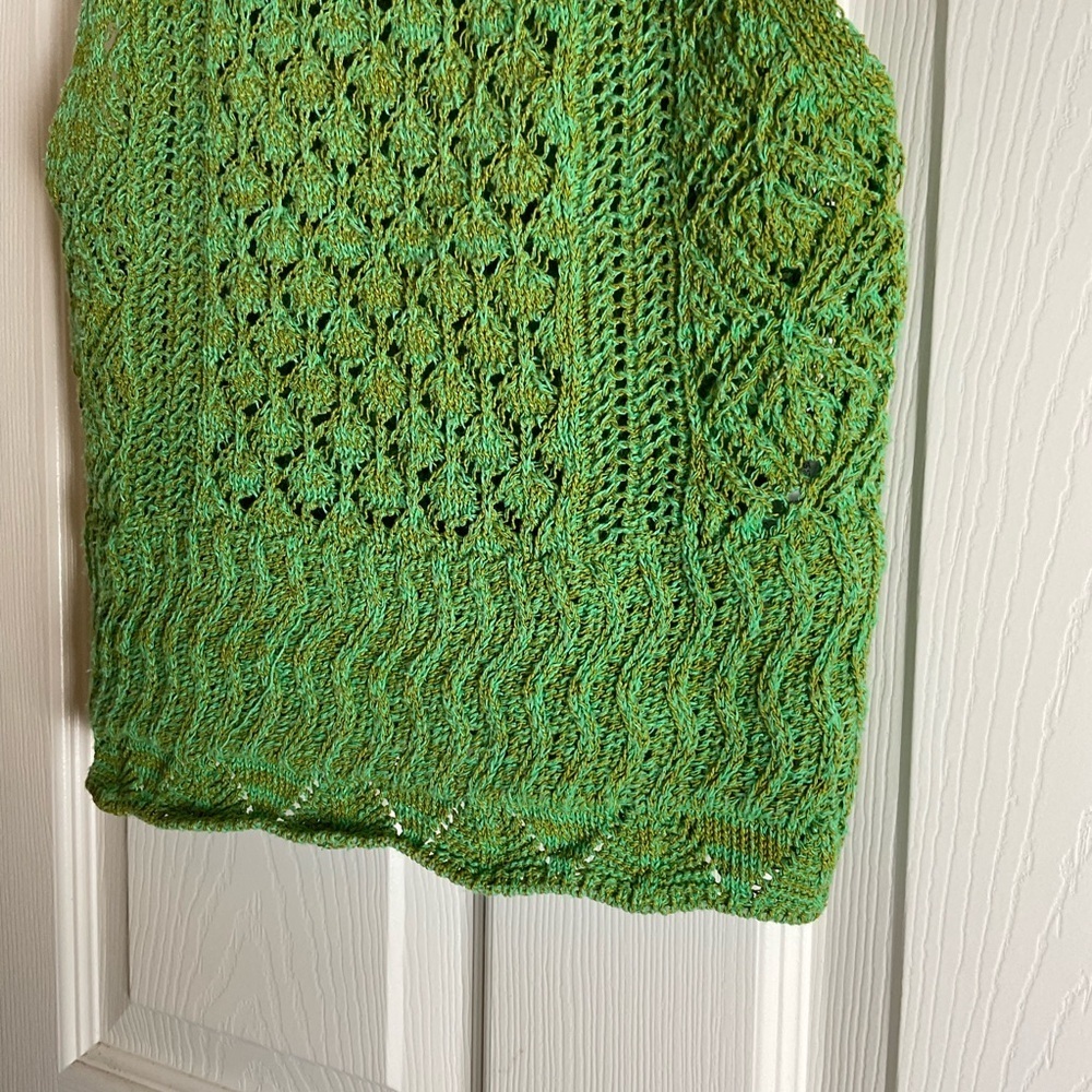 Zara Open-Knit Cropped Sweater Vest - Green/Lime Mix Size Medium View 5